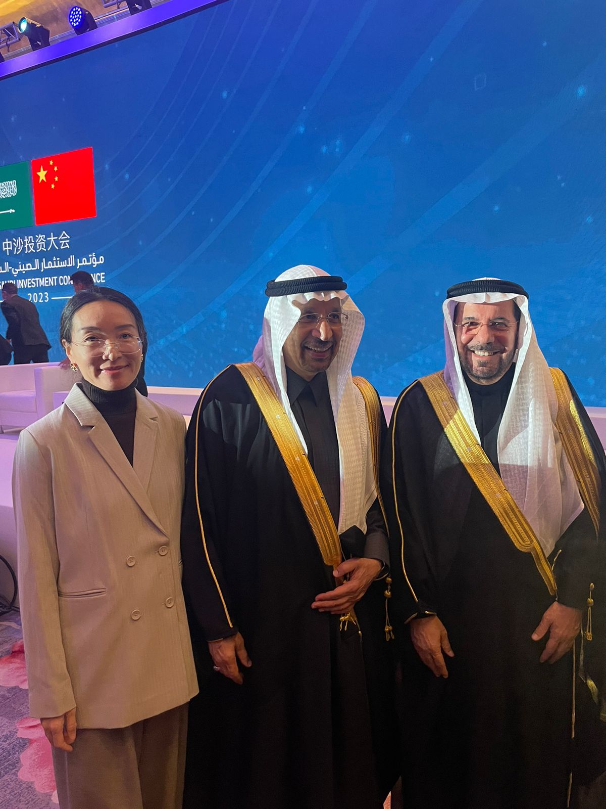 Dr. Alrabiah at Saudi China Investment Forum with Minister of Investment  Engr. Khalid Bin Abdulaziz Al Faleh and Chinese Associate